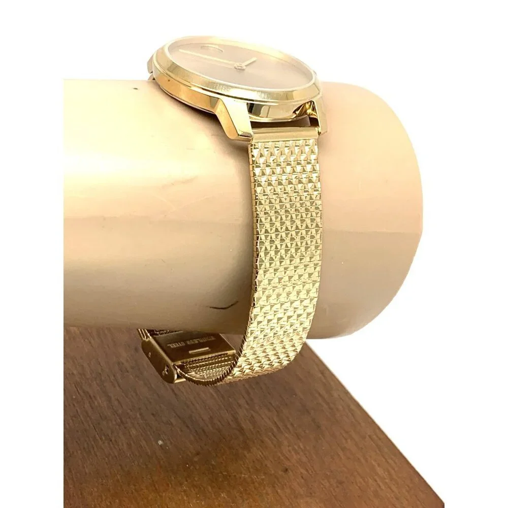 Movado Women's Watch 3600598 Bold Gold Dial Swiss Quartz Mesh Band Steel 35mm